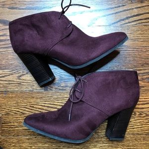 Franco Sarto plum heeled booties